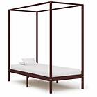 vidaXL Canopy Bed Frame Dark Brown Solid Pine Wood 90x200 cm