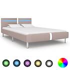 vidaXL Bed Frame with LED Cappuccino Faux Leather 135x190 cm