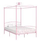 vidaXL Canopy Bed Frame Pink Metal 140x200 cm