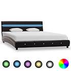 vidaXL Bed Frame with LED Black Faux Leather 135x190 cm