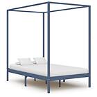 vidaXL Canopy Bed Frame Grey Solid Pine Wood 120x200 cm