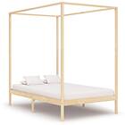 vidaXL Canopy Bed Frame Solid Pine Wood 120x200 cm