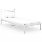 vidaXL Bed Frame White Metal and Plywood 90x200 cm
