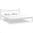 vidaXL Bed Frame White Metal and Plywood 180x200 cm