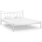 vidaXL Bed Frame White Metal and Plywood 160x200 cm