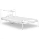 vidaXL Bed Frame White Metal and Plywood 100x200 cm