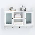 vidaXL White MDF Wall Cabinet Display Shelf Book/DVD/Glass Storage