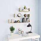 vidaXL Wall Display Shelf 3 pcs Sonoma Oak Chipboard