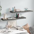 vidaXL Floating Wall Shelves 2 pcs High Gloss Grey 90x23.5x3.8 cm MDF