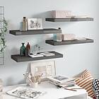 vidaXL Floating Wall Shelves 4 pcs High Gloss Grey 60x23.5x3.8 cm MDF