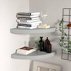 vidaXL Floating Corner Shelves 2 pcs Grey 35x35x3.8 cm MDF