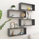 vidaXL Wall Cube Shelves 4 pcs Grey 60x15x23 cm Chipboard