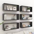 vidaXL Wall Cube Shelves 6 pcs Black 60x15x23 cm Chipboard