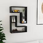 vidaXL Wall Shelves 2 pcs High Gloss Black 50x15x50 cm Chipboard