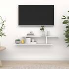 vidaXL Wall-Mounted TV Shelf White 125x18x23 cm Chipboard