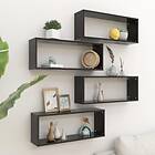 vidaXL Wall Cube Shelves 4 pcs Black 60x15x23 cm Chipboard