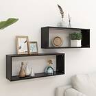 vidaXL Wall Cube Shelves 2 pcs Black 60x15x23 cm Chipboard