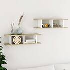 vidaXL Wall Shelves 2 pcs White and Sonoma Oak 78x18x20 cm Chipboard