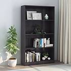 vidaXL 4-Tier Book Cabinet High Gloss Grey 80x24x142 cm Chipboard