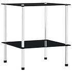 vidaXL 2-Tier Shelf Black 40x40x47 cm Tempered Glass