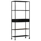 vidaXL Book Cabinet 90x35x180 cm Rough Mango Wood & Iron