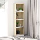 vidaXL 4-Tier Book Cabinet White and Sonoma Oak 40x24x142 cm Chipboard