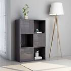 vidaXL Storage Cabinet High Gloss Grey 60x29.5x90 cm Chipboard