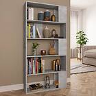 vidaXL Book Cabinet/Room Divider Concrete Grey 80x24x159 cm Chipboard