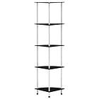 vidaXL 5-Tier Shelf Black 30x30x130 cm Tempered Glass