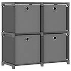 vidaXL 4-Cube Display Shelf with Boxes Grey 69x30x72.5 cm Fabric