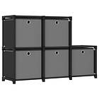 vidaXL 5-Cube Display Shelf with Boxes Black 103x30x72.5 cm Fabric