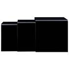 vidaXL Nesting Coffee Tables 3 pcs Black 42x42x41.5 cm Tempered Glass