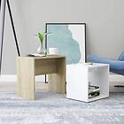 vidaXL Coffee Table Set White and Sonoma Oak 48x30x45 cm Chipboard