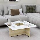 vidaXL Coffee Table White and Sonoma Oak 79.5x79.5x30 cm Chipboard