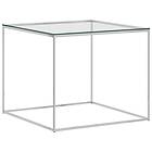 vidaXL Coffee Table Silver 50x50x43 cm Stainless Steel and Glass