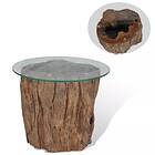 vidaXL Coffee Table Teak Glass 50x40 cm