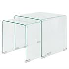 vidaXL Two Piece Nesting Table Set Tempered Glass Clear