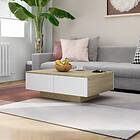 vidaXL Coffee Table White and Sonoma Oak 90x60x31 cm Chipboard