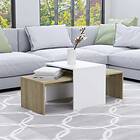 vidaXL Coffee Table Set White and Sonoma Oak 100x48x40 cm Chipboard