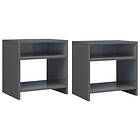 vidaXL Bedside Cabinets 2 pcs High Gloss Grey 40x30x40 cm Chipboard