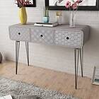 vidaXL Console Table with 3 Drawers Grey