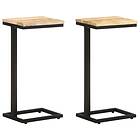 vidaXL Side Tables 2 pcs 31.5x24.5x64.5 cm Rough Mango Wood