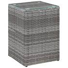 vidaXL Side Table with Glass Top Grey 35x35x52 cm Poly Rattan