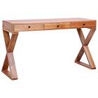 vidaXL Computer Desk Natural 132x47x77 cm Solid Mahogany Wood