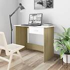 vidaXL Desk White and Sonoma Oak 100x50x76 cm Chipboard