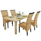 vidaXL Dining Chairs 4 pcs Abaca and Solid Mango Wood