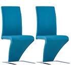 vidaXL Dining Chairs with Zigzag Shape 2 pcs Blue Faux Leather