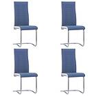 vidaXL Cantilever Dining Chairs 4 pcs Blue Fabric