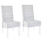 vidaXL Dining Chairs 2 pcs Grey Kubu Rattan and Mango Wood