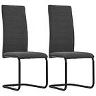 vidaXL Cantilever Dining Chairs 2 pcs Dark Grey Fabric